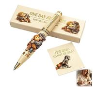 Emotional Support Monkey Pen Set, Cute Monkey Inspirational Pen with Card, Engraved One-Day-at-a-Time Metal Pens, Monkeys Hug Friend Commemorative Pens for Friends, Family, Anxiety & Tough Days (a)