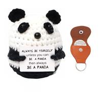 Emotional Support Panda, Positive Animals, Crochet Animals, Positive Panda and Decision Coin with Leather Cover, Funny Knitted Crochet Toy with Postive Card, Emotional Support Animal Gift for Birthday