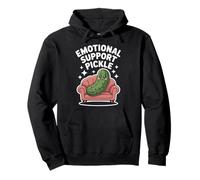 Emotional Support Pickle Cute Couch Cartoon Humor Pullover Hoodie