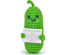 Emotional Support Pickle, Mini Knitted Pickle Doll with Positive Card, Thinking of You Gifts, Positive Good Luck Gifts for Students Exams, Positive Cucumber for Women Kids Birthday Christmas (A)