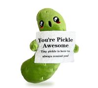 Emotional Support Pickle Plush Toy, Positive Pickle Gifts for Her Him Cute Emotional Support Gift, Surprised Expression Pickle Teddy Motivational Gift for Kids - Inspirational Home Desk Decor