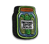 Emotional Support Pickles Patch 3 Inches Jar Food Pun Cute Meme Mental Health Hook and Loop Embroidered Patches for Backpack Vest Dog Harness Military Uniforms Gifts for Mom Dad