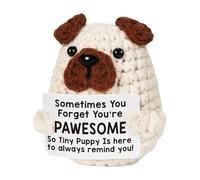Emotional Support Plush, Crochet Inspirational Dog, 1.97x2in Handcrafted Soft Companion, Stress Reliver Encouragement, Portable Comfort Animals Toy for Adults, Kids, Home, Travel
