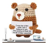 Emotional Support Plush, Emotional Support Hooks | Otters Crochet Emotional Support with Card - Handmade Table Ornament, Brave Knitted Doll for Home Decoration