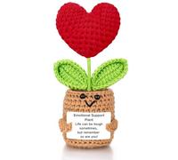 Emotional Support Plush Heart for Mom Dad Daughter Son Sister Friends Coworkers, Positive Crochet Flowers, Inspirational Birthday Graduation Gift, Appreciation Gifts (life can be tough but so are you)