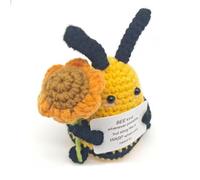 Emotional Support Plushies, Funny Positive Doll, Cute Crochet Doll, Fun Things Gag Weird Stuff Gifts for Best Friend, Coworkers, Girlfriend, Men Friend, Boyfriend, Husband (Giant Bee With Flowers)