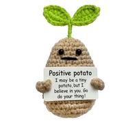 Emotional Support Positive-Energy Potato Toy, comes with a funny and uplifting card, perfect for birthdays, coworker and friend gatherings-crochet desk buddy and cute room decoration (adorable potato)