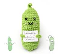 Emotional Support Positive Pickle Funny Gift for Her Him Cute Pocket Hug Worry Doll with Positive Cards Weird Good Luck Cute Romantic Mini Knitted Crochet Fun Stress Relief Plush Fidget Toy for Women