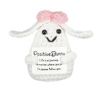 Emotional Support Rabbit, Positive Bunny Crochet Handmade Gift for Women, Girls, Sisters,and Friends, Easter Basket Essentials Stuffers for Graduation, Birthdays and Mother's Day