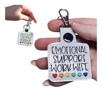 Emotional Support Rainbow Hearts Keychain, Rainbow Hearts Snap Tab Design Keychain, Leather Embroidered Key chain Keyring, Emotional Support Coworker/Human/Work Wife Keychain, Funny Gifts (C)