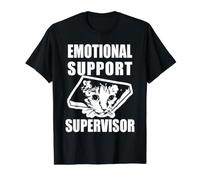 Emotional Support Supervisor Ceiling Cat Meme Value Graphic T-Shirt, Men, Black, S