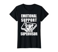 Emotional Support Supervisor Ceiling Cat Meme Value Graphic T-Shirt, Women, Black, XL