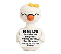 Emotional Support Swan Gift, Handmade Crochet Knitted Swan Doll with Positive Inspirational Card, Cute Elegant Swans Ornaments for Desk Decor, Birthday Christmas Wedding Gift for Women Men Friends