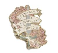 Emotional Support Sword Pin | Fearless Pink Empowering Enamel Pin | Don't Go Alone Take This, S, enamel, not known
