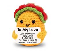 Emotional Support Taco Crochet I Love You Gifts for Boyfriend Girlfriend Husband Wife Cute "Let's Taco 'Bout Loves" Crochet Tacos for Anniversary Birthday Valentines Day Stocking Stuffers To My Love