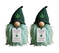 Emotional Support Weed Gnome, Your Little Canna ompanion, Funny Mini Gnome Figurine with Cannabis Leaf Beanie & Inspirational Tag, Chill Desk Decor, Stress Relief Gift for Friends, Coworkers (2PC)