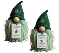 Emotional Support Weed Gnome - Your Little Cannabis Companion, Mini Gnomes Figurine Decor with Inspirational Card, Funny Cannabis Leaf Beanie Mini Figurine for Office & Home Decoration (2Pcs)