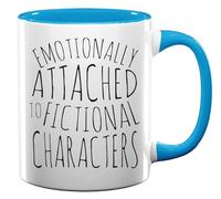 Emotionally Attached to Fictional Characters Book Reader Ceramic Tea Coffee Mug Light Blue