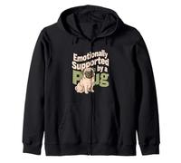 Emotionally Supported By A Pug Cute Dog Humor Zip Hoodie