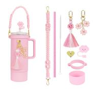 Emotionlin White Stanley Cup Accessories for 40 oz 30 oz 20 oz Tumbler, Silicone Boot, Stanley Cup Straw Cover, Charms & Tumbler Accessories - Gift Set for Women, Teens, Outdoor, School Use