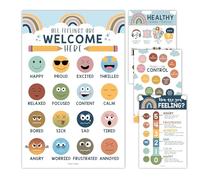 Emotions Chart for Kids - Feelings Poster for Social Emotional Learning, Calming Corner Decor, Classroom & Counseling Office, Boho Style