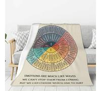 Emotions Feelings Wheel Chart Blanket Mental Health Flannel Fleece Counselor Therapy Office Decor Throw Blankets 50"X40" Cozy Fluffy Blanket Fuzzy Plush Home Decor for Couch Bed Sofa Living Room