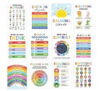 Emotions Learning Chart, Calm Down Tool, Feelings Chart with 12 Pieces, Wall Art with Kids Illustrations, Classroom Decor, Learning Charts Use for Kids Preschool Elementary Birthday