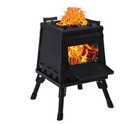 EMOTRIPS Portable Carbon Steel Camping Stove, Outdoor Wood Stove with Foldable Legs for Outdoor Camp (Small)