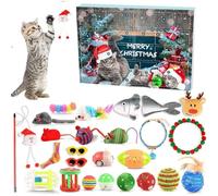 Emottle 2024 Cat Advent Calendar 2024 Christmas Countdown Calendar for Kitten Toys 24 PCS Cat Feather Teaser and Ball Bells 24 Days Xmas Countdown Gifts for Cat Lovers