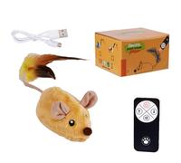 Emottle Automatic Cat Toy Mouse,Interactive Cat Toy Mouse Moving Cat Toys for Indoor Cats, Cat Toys Mice Electronic Moving Toy, Squeaky Cat Toys for Cat Self Play Exercise (Yellow remote control)