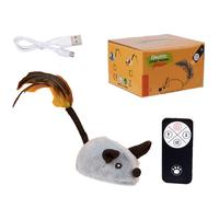 Emottle Automatic Cat Toy Mouse,Interactive Cat Toy Mouse Moving Cat Toys for Indoor Cats, Cat Toys Mice Electronic Moving Toy, Squeaky Cat Toys for Cat Self Play Exercise (Grey remote control)