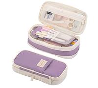 Emottle Large Capacity Pencil Case, Expandable Pencil Case with Compartments, Portable Office Stationery Makeup Bag Pouch, Desk Organizer for Girls Boys School Student Kids (Purple)