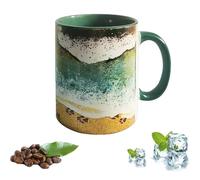 Emottle Paw Print Oceans Shoreline Mug,3D Ceramic Coffee Travel Mug,Handmade Coastline Tea Milk Cup,Travel Coffee Mug for Pet Lover Mug Souvenir(15oz)
