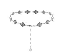 EMOTTOS Concho Women's Chain Belt, Adjustable Carving Metal Waist Chain Western Cowboy Cowgirl for Women, Exquisite Boho Belts for Jeans Dress(D-SILVER)