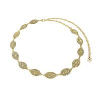 EMOTTOS Concho Women's Chain Belt, Adjustable Carving Metal Waist Chain Western Cowboy Cowgirl for Women, Exquisite Boho Belts for Jeans Dress(B-GOLD)