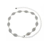 EMOTTOS Concho Women's Chain Belt, Adjustable Carving Metal Waist Chain Western Cowboy Cowgirl for Women, Exquisite Boho Belts for Jeans Dress(B-SILVER)