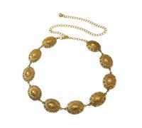 EMOTTOS Concho Women's Chain Belt, Adjustable Carving Metal Waist Chain Western Cowboy Cowgirl for Women, Exquisite Boho Belts for Jeans Dress(C-GOLD)