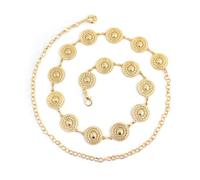 EMOTTOS Metal Women's Chain Belt, Adjustable Carving Waist Chain Western Cowboy Cowgirl for Women, Exquisite Metal Belt Pearl WaistBelts for Jeans Dress(B-GOLD)