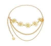 EMOTTOS Metal Women's Chain Belt, Adjustable Carving Waist Chain Western Cowboy Cowgirl for Women, Exquisite Metal Belt Pearl WaistBelts for Jeans Dress(C-GOLD)