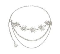 EMOTTOS Metal Women's Chain Belt, Adjustable Carving Waist Chain Western Cowboy Cowgirl for Women, Exquisite Metal Belt Pearl WaistBelts for Jeans Dress(C-SILVER)