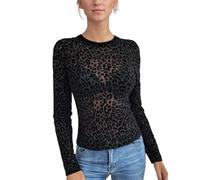EMOTTOS Women Leopard Print Flocked Tops, Sexy Mock Neck Crop Top with Animal Print Shirt, Ladies Y2K Slim Fit Tops Going Out Clubbing Party for Ladies, Black, S
