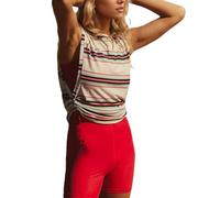 EMOTTOS Women Sleeveless Colourful Striped Tank Tops, Sexy Y2K Rainbow Ruched Vest with Side Drawstring, Ribbed Slim Fit Shirts Round Neck Tops for Summer Sport Gym Going Out, Red, S