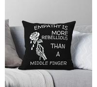 Empathy Is More Rebellious Square Pillowcase Polyester Linen Velvet Pattern Zip Decorative Throw Pillow Case Sofa Seater Cover