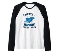 Empathy Over Everything Blue Puzzle Heart Awareness Design Raglan Baseball Tee