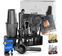 EMPATION Cocktail Making Kit Black, 825ml Cocktail Shaker, 18 Piece Cocktail Set, Boston Cocktail Shaker Set without jamming, Cocktail Kit for Pros & Beginners, Bartender Kit, Cocktail Maker Set