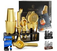 EMPATION Cocktail Making Kit Gold, 825ml Cocktail Shaker, 18 Piece Cocktail Set, Boston Cocktail Shaker Set without jamming, Cocktail Kit for Pros & Beginners, Bartender Kit, Cocktail Maker Set