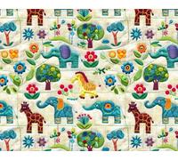 Empee Studio Embroidered Animals 100% Cotton 150cm Wide Digitally Printed Fabric for Crafting, Quilting, Nursery Décor, Dressmaking