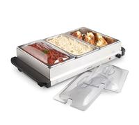Emperial 3 Tray Food Warmer Buffet Server - 3 x 2.5L Large Pans Keep Food & Plates Hot for Longer - More Compact Than A Hostess Trolley - 300W Electric Adjustable Temperature Control