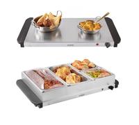 Emperial 4 Tray Food Warmer, 7L Buffet Server with Lids, 300W Portable Electric Food Serving Tray & Hotplate, Adjustable Temperature Control, Cool Touch Handles, 2 x 2.5L & 2 x 1L Pans