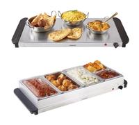 Emperial 5 Tray Food Warmer, 9.5L Buffet Server with Lids, 400W Portable Electric Food Serving Tray & Hotplate, Adjustable Temperature Control, Cool Touch Handles, 3 x 2.5L & 2 x 1L Pans